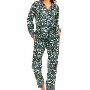 NWT Women’s Vera Bradley Blue/Green Floral 2pc. 100% Cotton Pajama Set Sz. Small